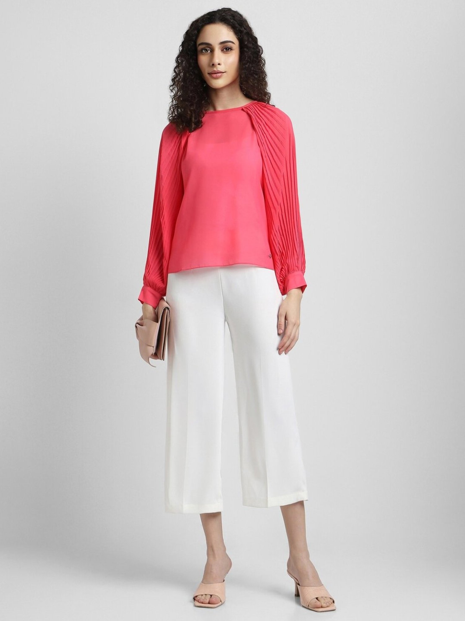 Allen Solly Pink Pleated Top