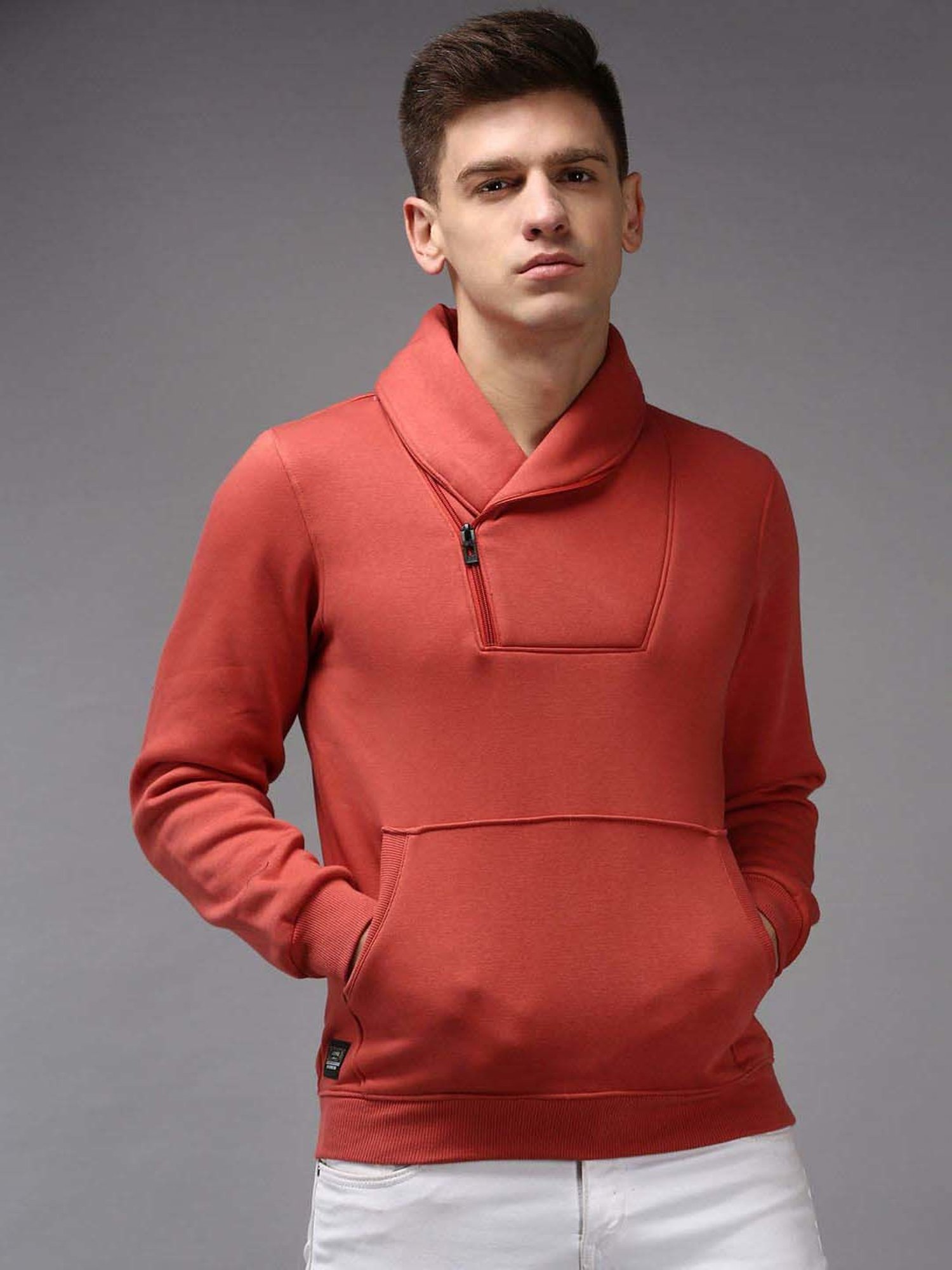 Showoff Rust Cotton Regular Fit Sweatshirt