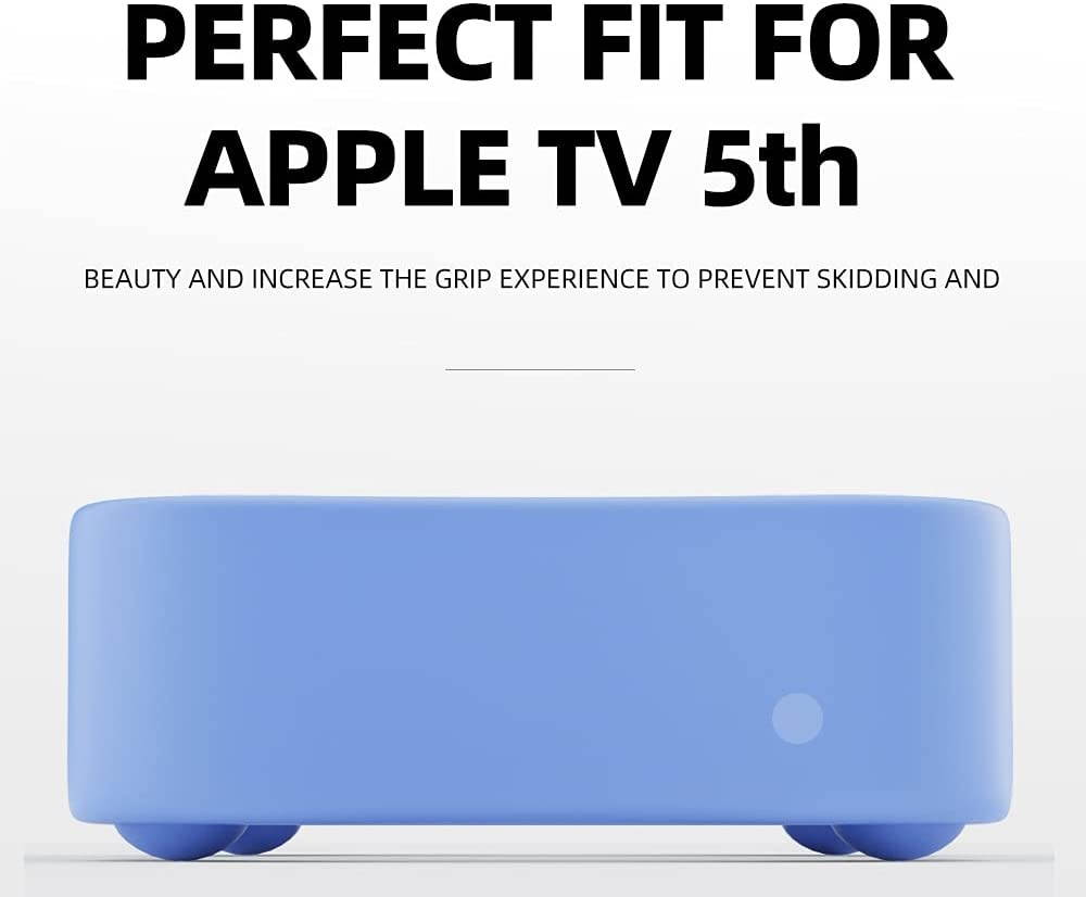 AWINNER Protective Case Compatible for Apple TV 4K 5th / 4th - [Anti Slip] Shock Proof Silicone Cover for Apple TV (Blue)