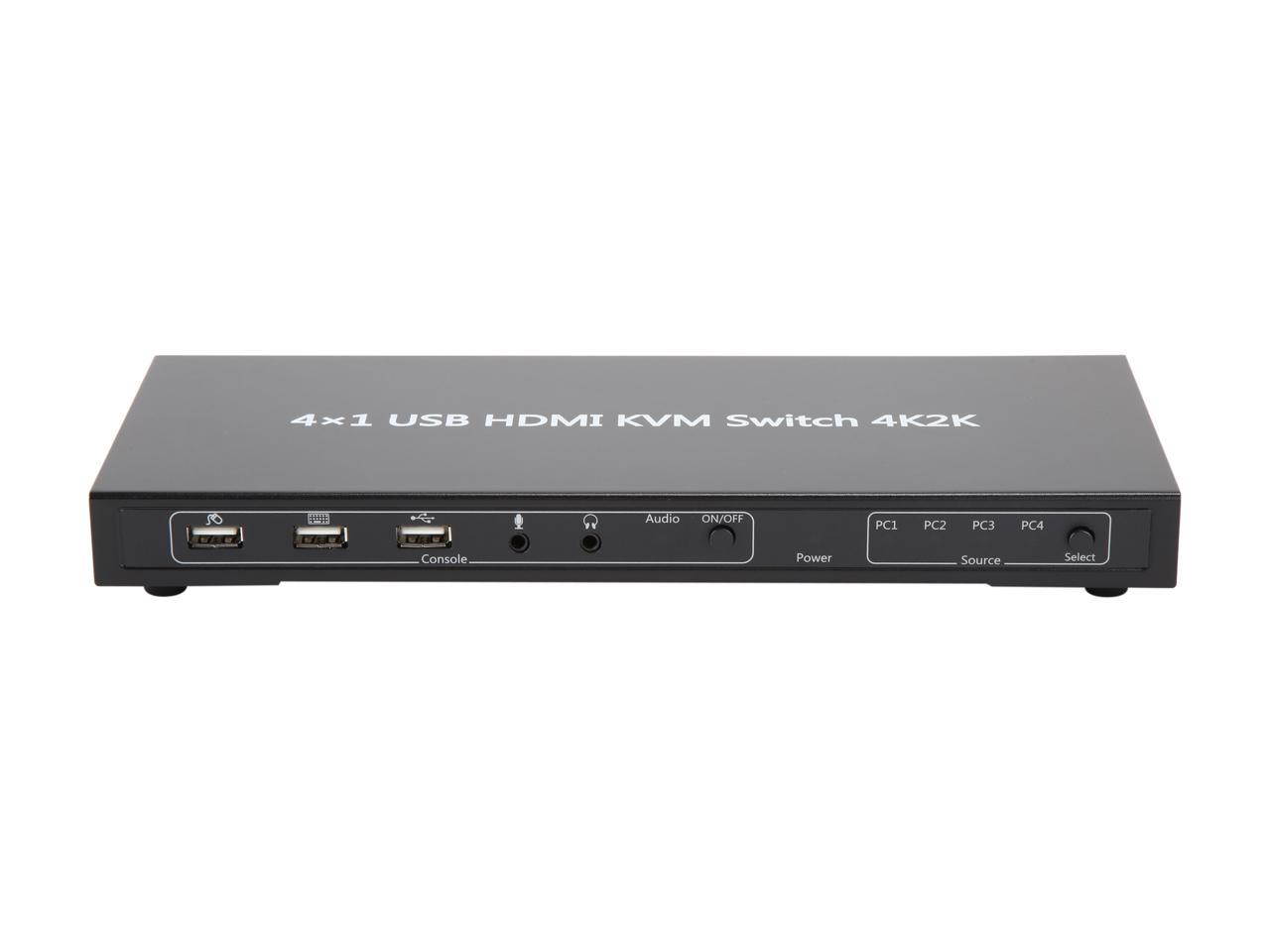SA KVM-4UHMN KVM Switch, 4 Port HDMI KVM Switch with Cable Kit and Supports EDID HDCP 1080p 3D and Auto Scan,for Windows/XP/Vista Linux and Mac - 4 in 1 out