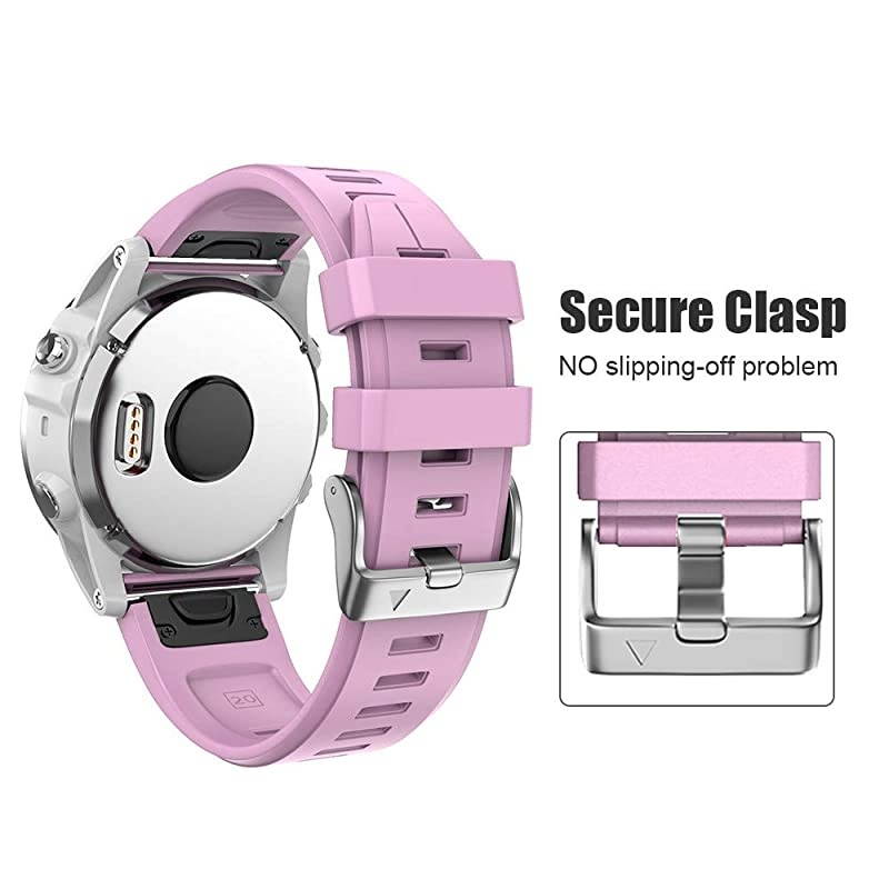 Compatible with Fenix 5S Plus Band Silicone Sport Watch Bands for Fenix 5SFenix 5S PlusFenix 6SFenix 6S ProD2 Delta S SmartwatchSilver BucklePink