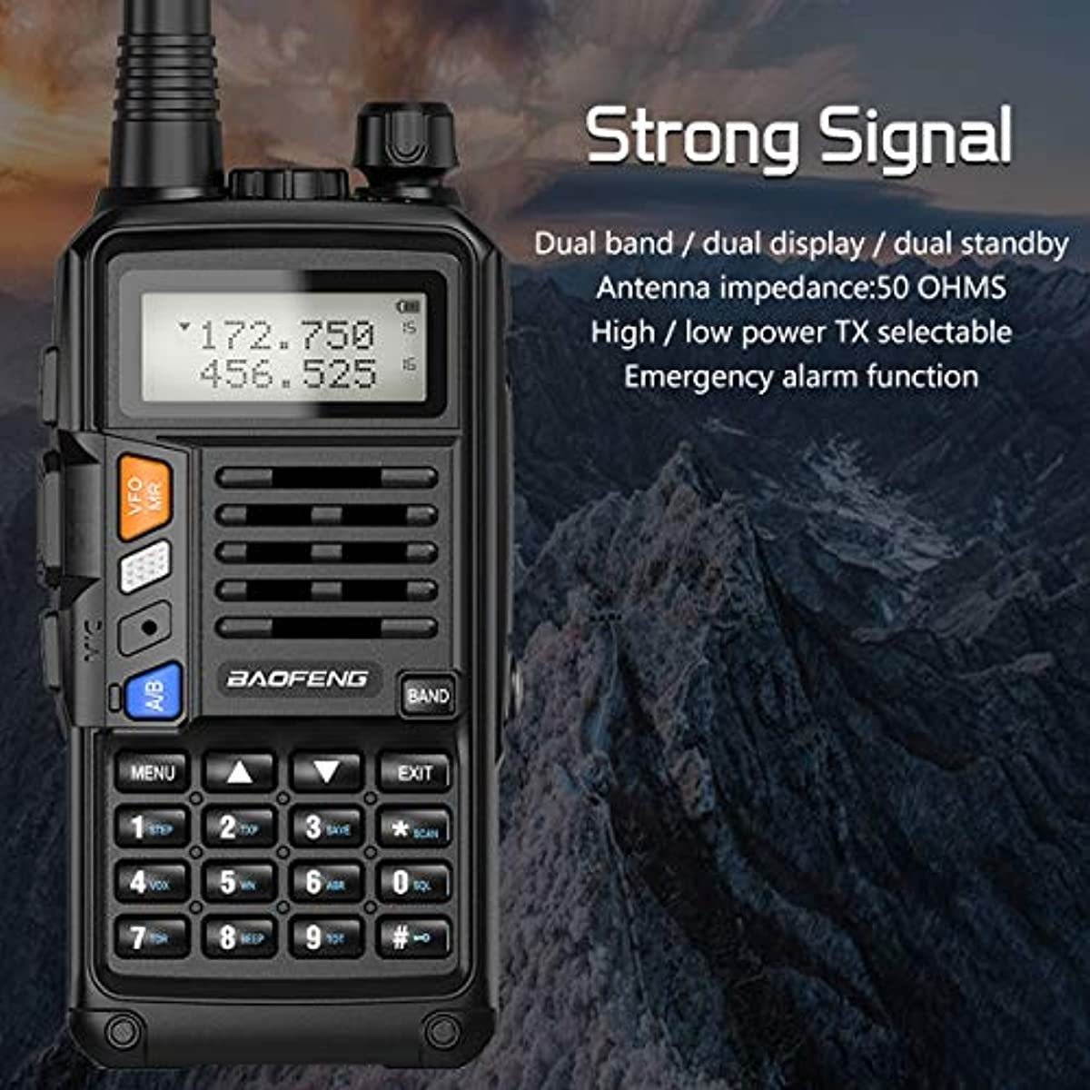 Baofeng UV-S9X3 5 Watt Tri-Band Radio : VHF, 1.25M, UHF, with 2200mAh Large Battery,Includes Dual Band Antenna, 220 Antenna, Earpiece, and More Amateur (Ham) Two-Way Radio&hellip; (Black)