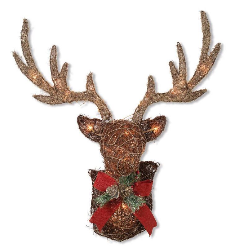 32" Lit Vine Stag Head Wall Decorative Figurine - Gerson International