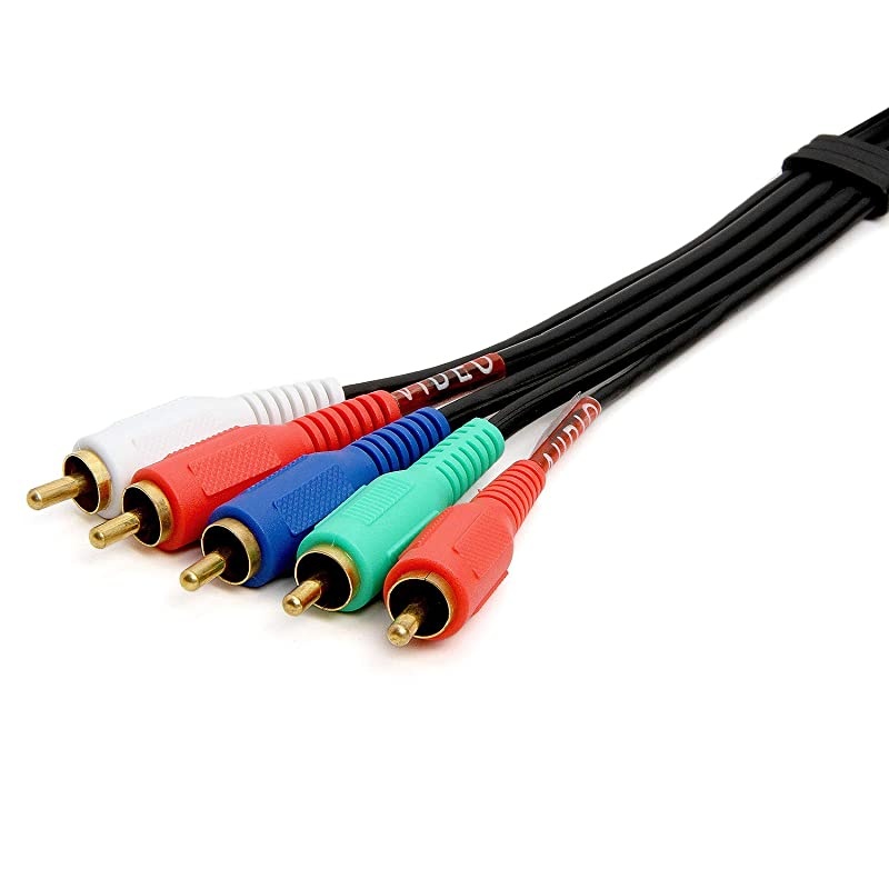 5RCA Male to 5RCA Male RGB Component Audio Video Cable for HDTV Gold Plated RCA to RCA 3 Feet Black
