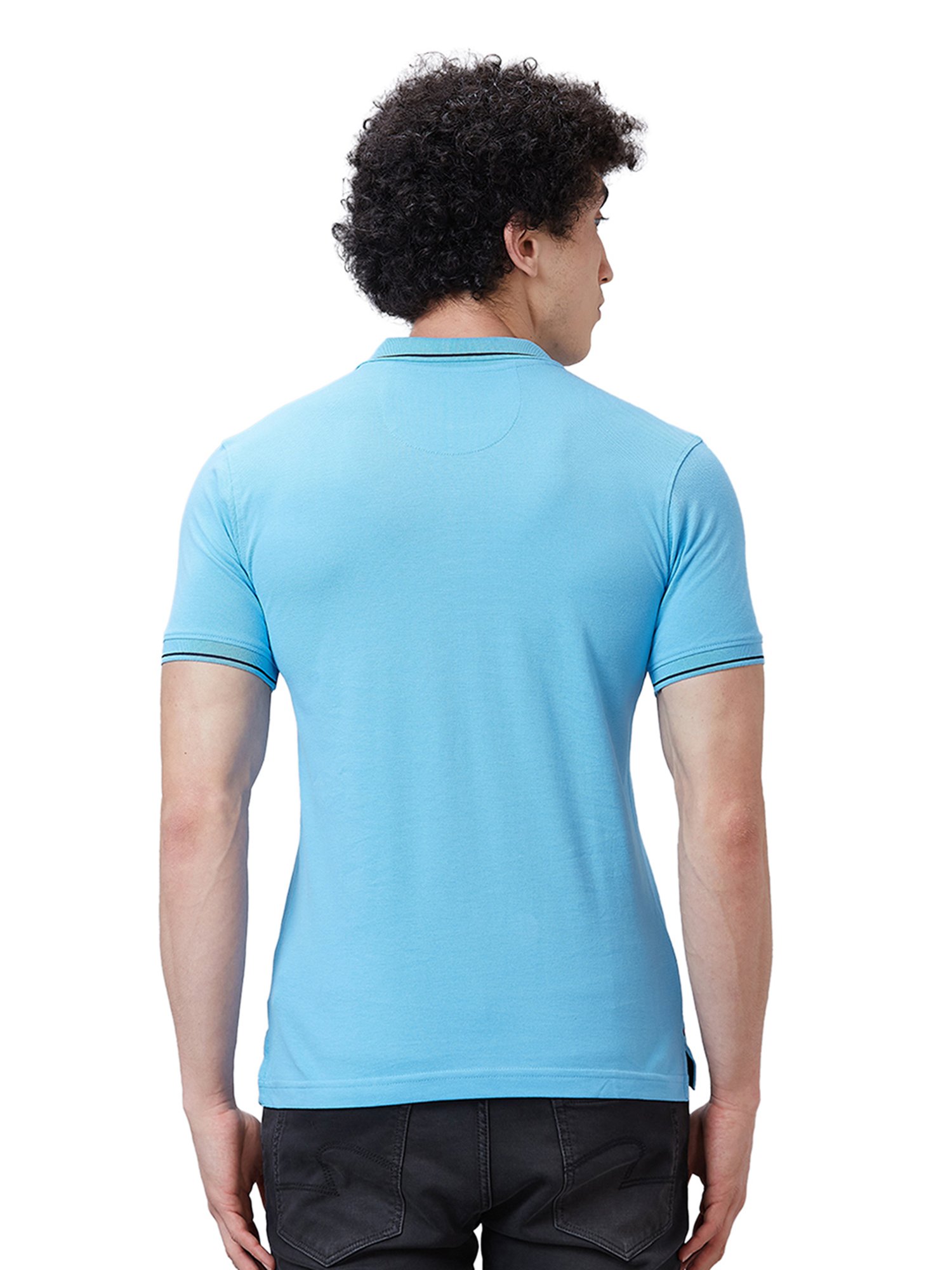 Raymond Light Blue Contemporary Fit Polo T-Shirt