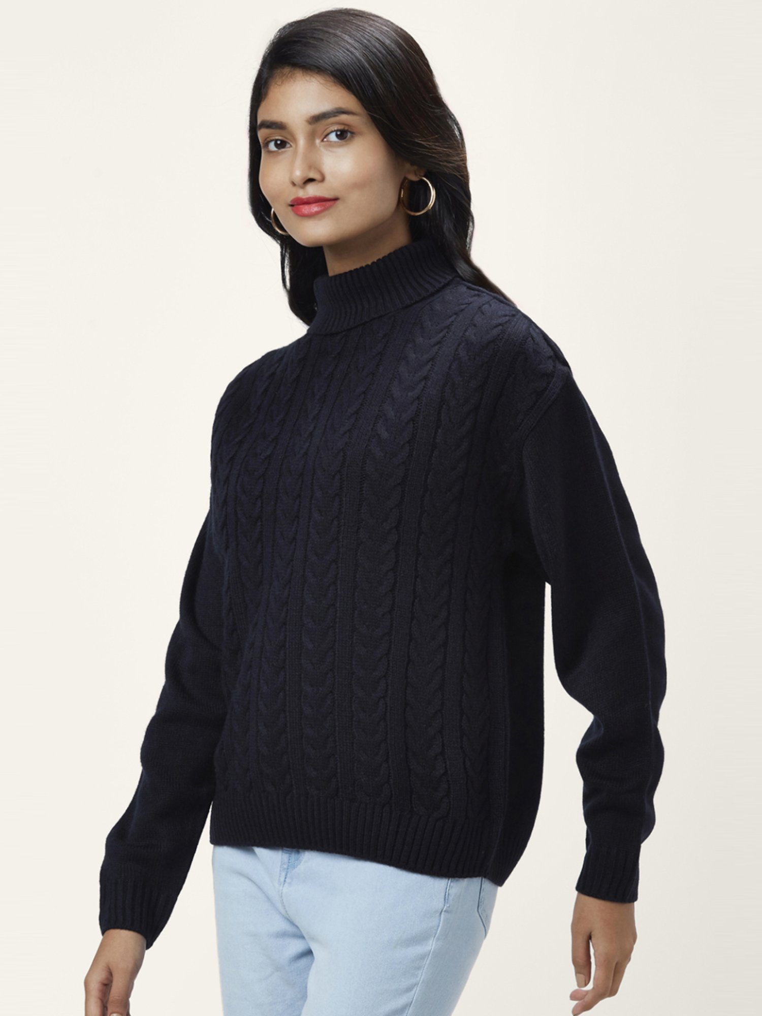 Honey by Pantaloons Navy Self Pattern Sweater