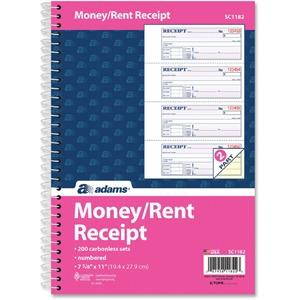 Adams Wire Bound Money/Rent Receipt Books