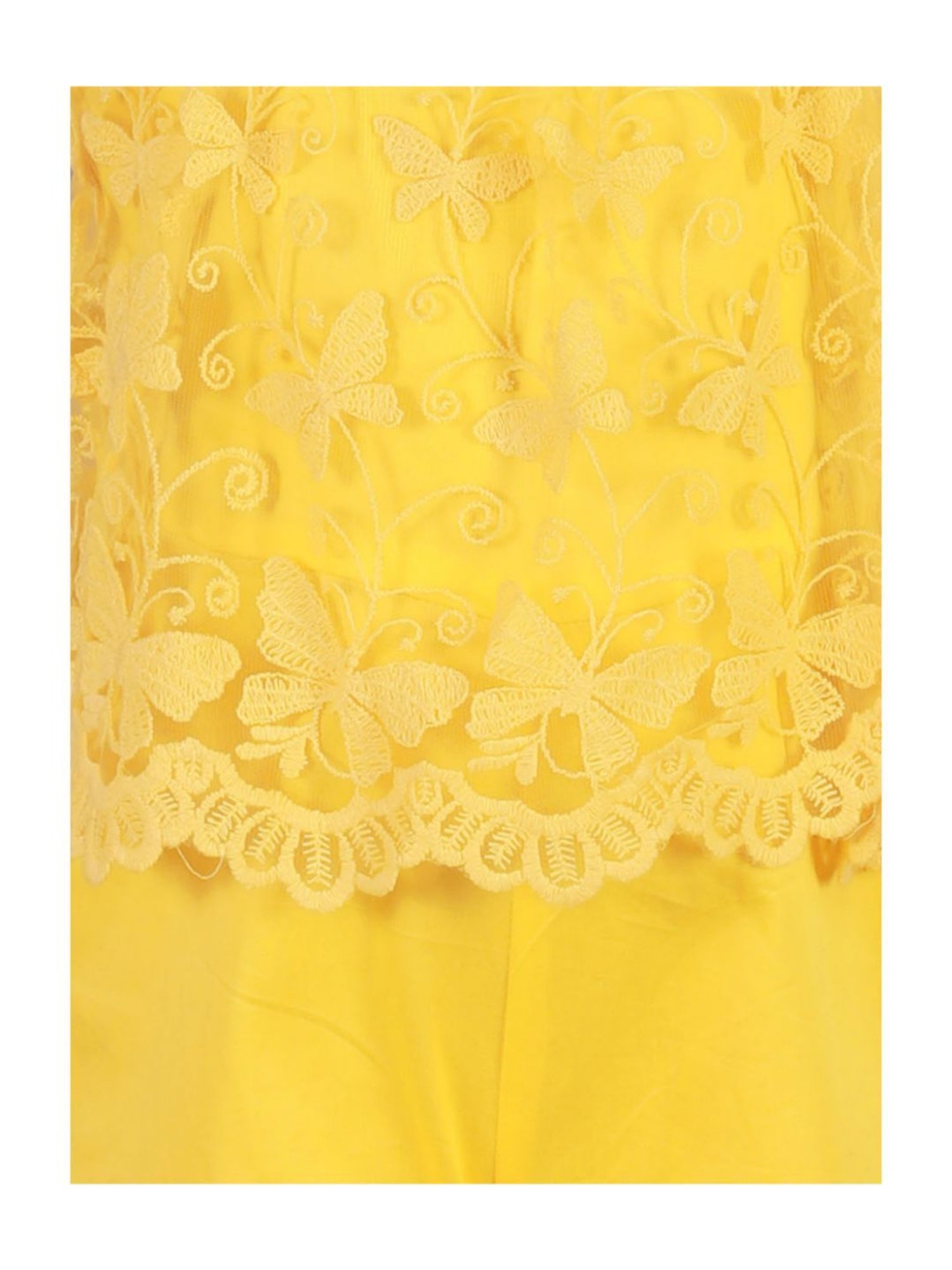 Lil Drama Kids Yellow Embroidered Jumpsuit