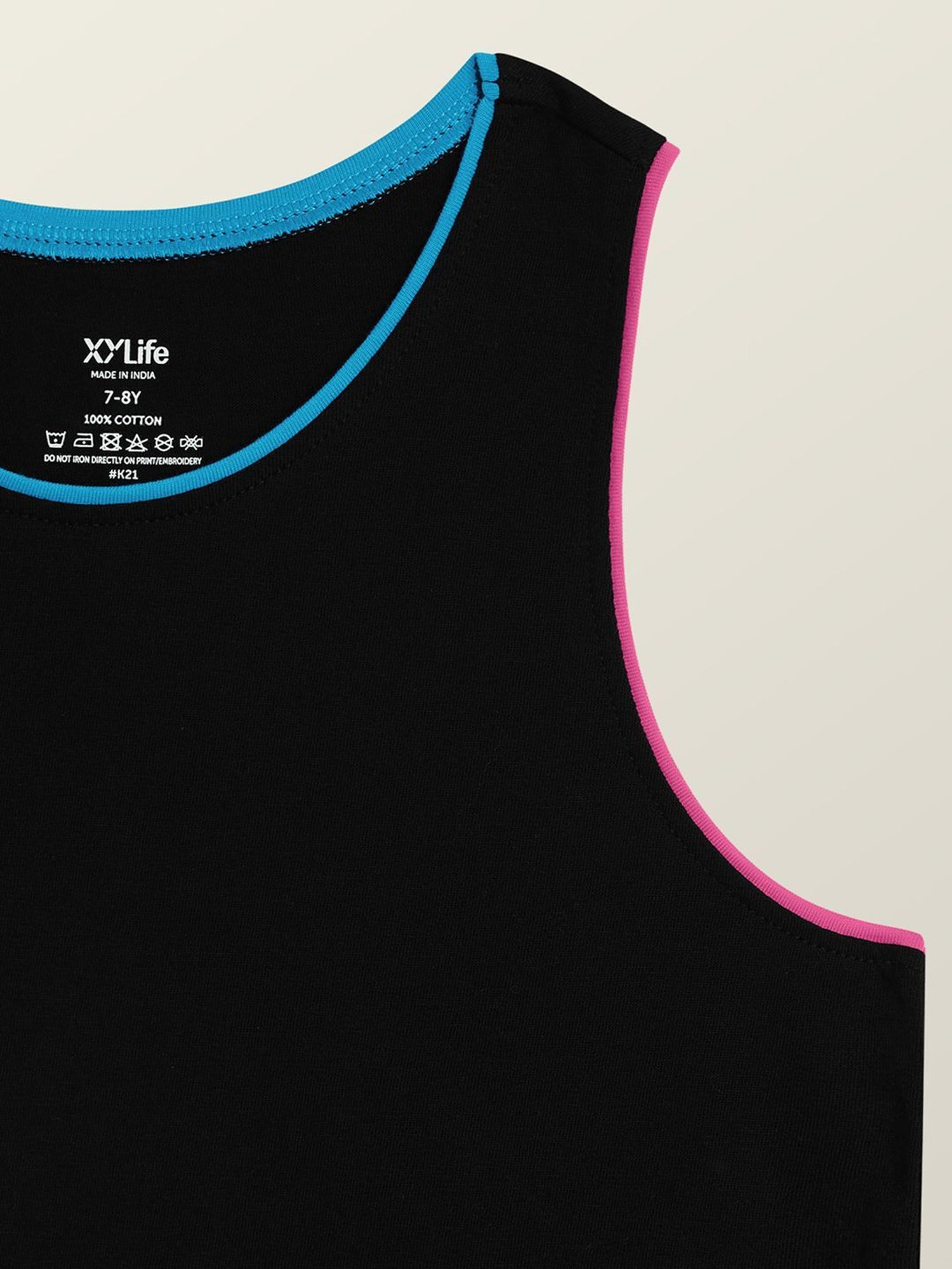 XY Life Kids White & Black Relaxed Fit Tank Top (Pack of 2)