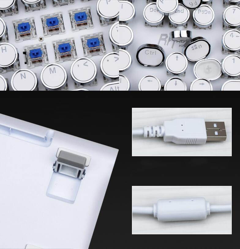 Royal Kludge RKS108 Retro Punk Version RGB Backlit USB Wired Mechanical Gaming Keyboard, N-key Rollover