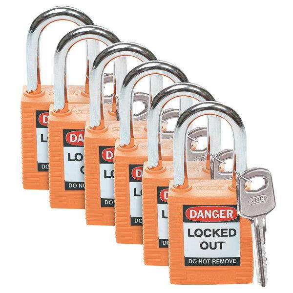 Lockout Padlock,KA,Orange,1-3/4"H,PK6 BRADY 123270