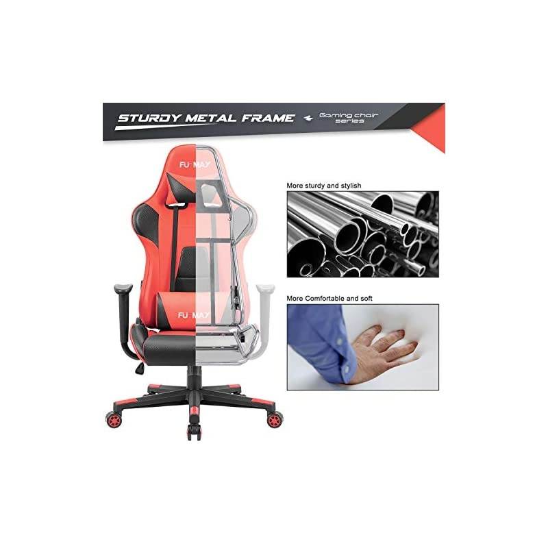 High-Back Gaming Office Chair Ergonomic Racing Style Adjustable Height Executive Computer Chair,PU Leather Swivel Desk Chair (Black/Red)