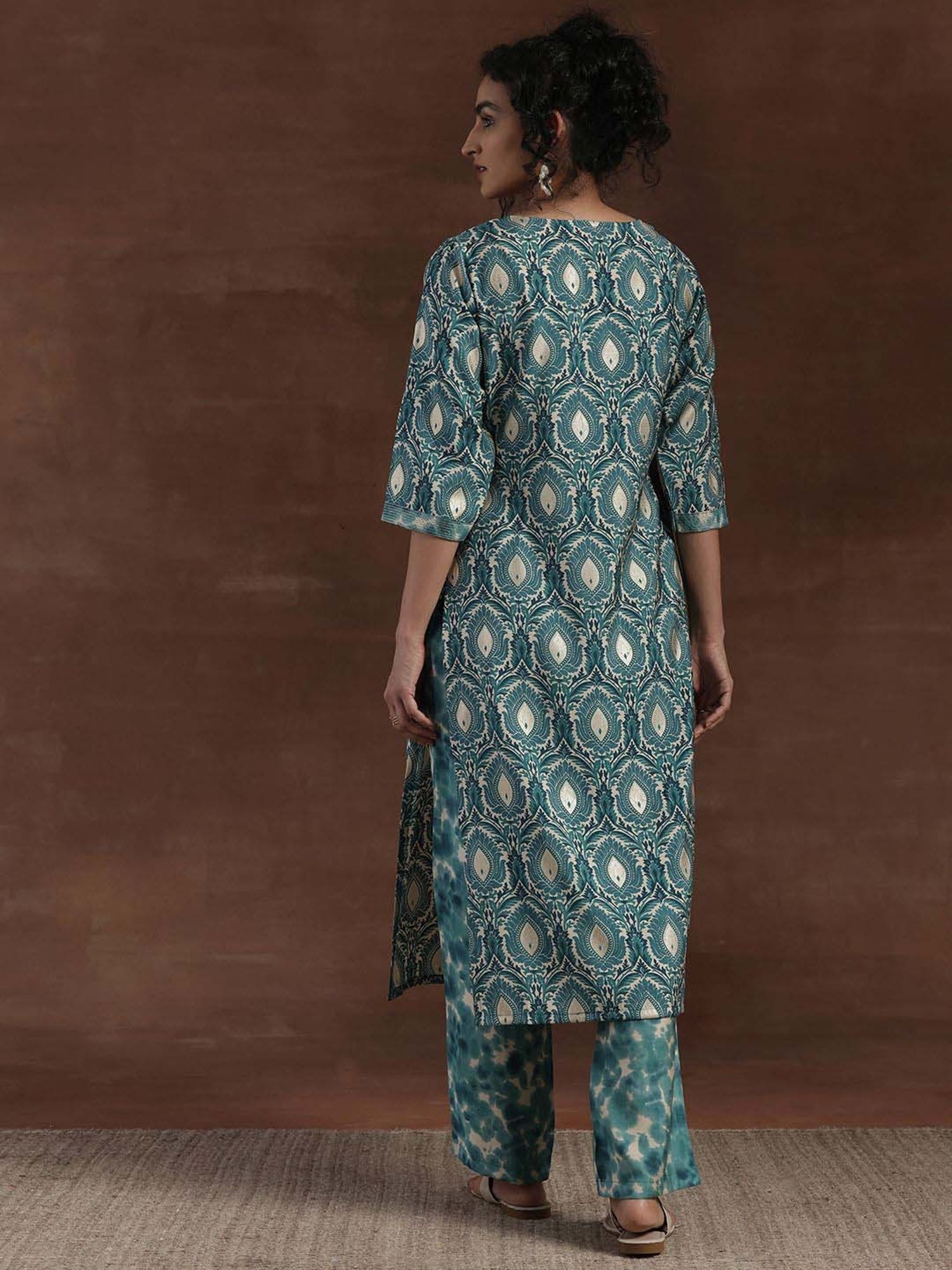 Libas Blue Printed Kurta Pant Set