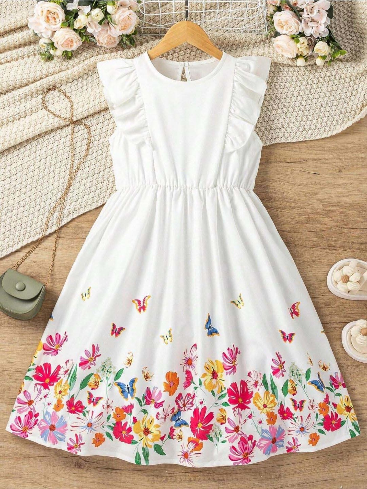 Bolly Lounge Girls Off White Floral Dress