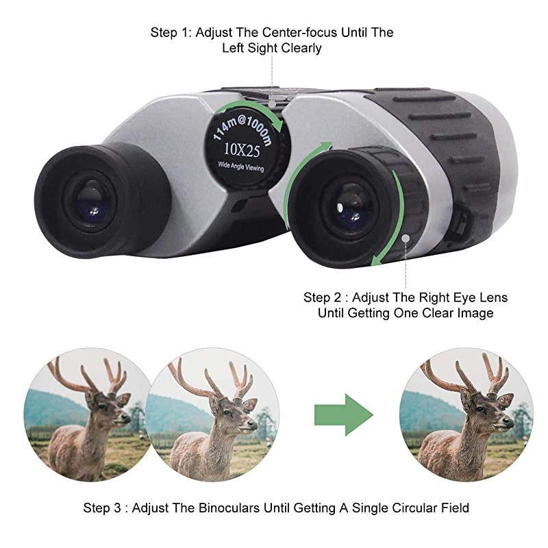 Adults Compact Travel Binoculars: 10x25 Mini Small Size Lightweight Best Outdoor Theatre Tactical Hiking Kids Concert Sports Camping Low-Light Night Vision Waterproof