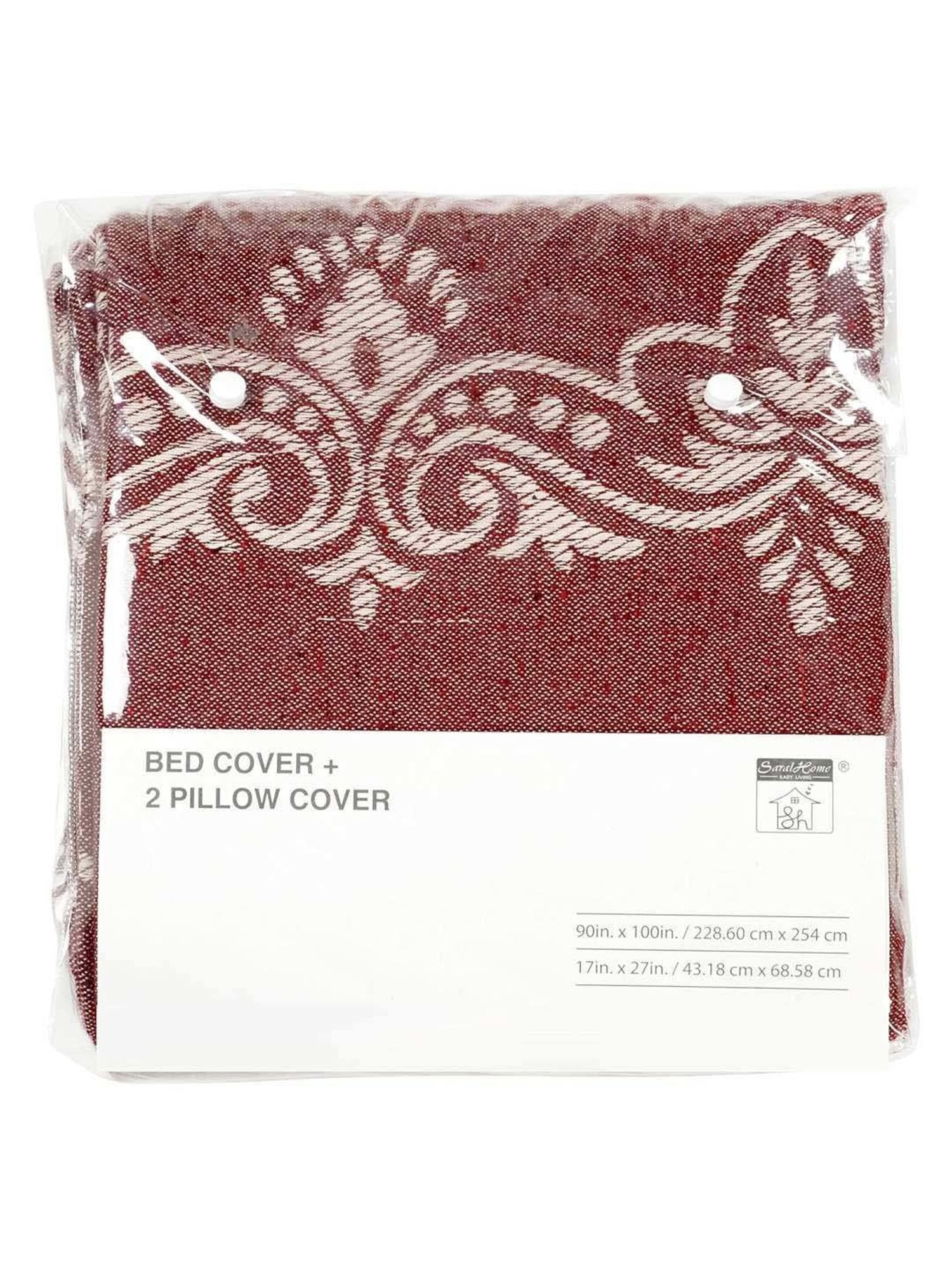Saral Home Easy Living Maroon Cotton 220 TC Majesty Handmade King Bed Sheet With Pillow Covers