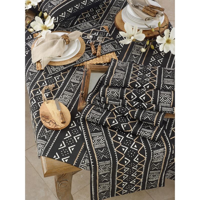 Saro Lifestyle Mud Cloth Cotton Tablecloth, 57"x57", Black, Square