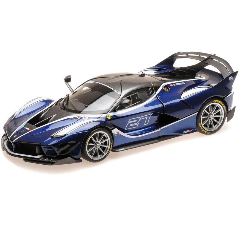 Ferrari FXXK Evo #27 Peter Mann Blue Tour de France with Black Top 1/18 Diecast Model Car by BBR