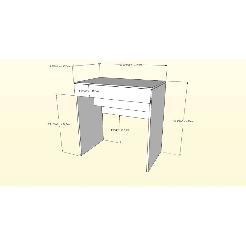 Vanity or Writing Desk with Mirror White - Nexera