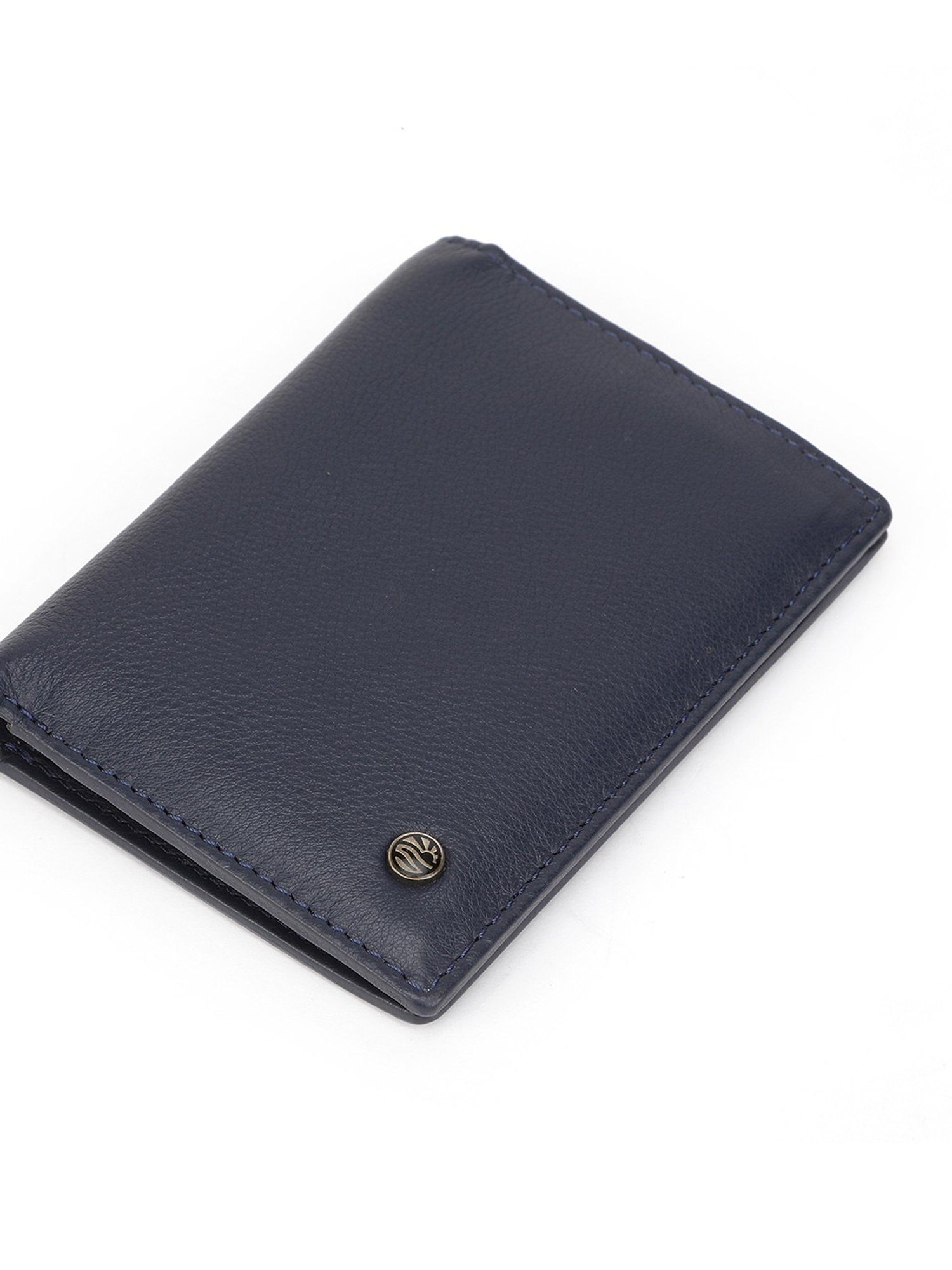 PERQUISITE Navy Casual Leather Bi-Fold Wallet for men