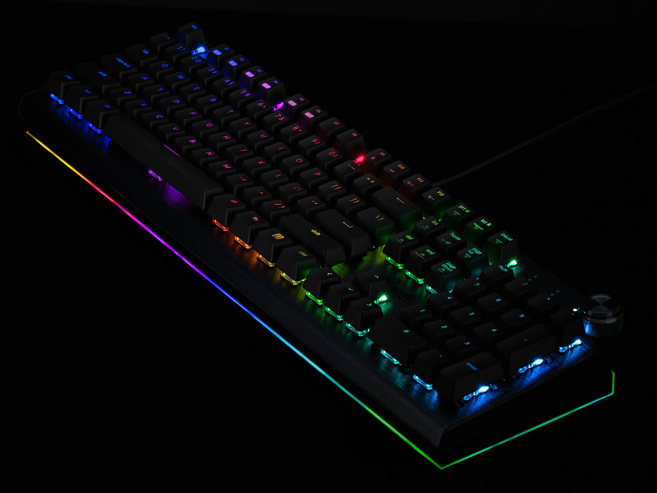Rosewill NEON K91 RGB BR Mechanical Gaming Keyboard with Brown Switches, Underglow and 17 Backlit Modes, Multifunctional Dial Control, Wrist Rest and PBT Keycap Set
