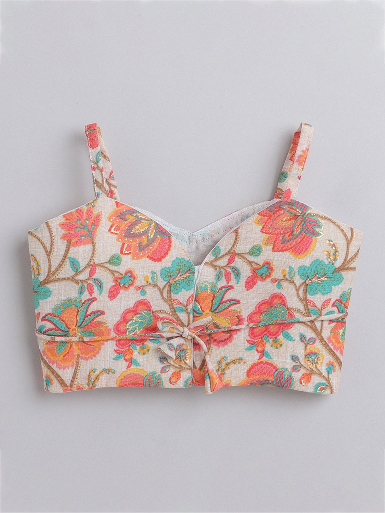 Many Frocks Kids White & Orange Shimmer Lehenga, Choli with Dupatta