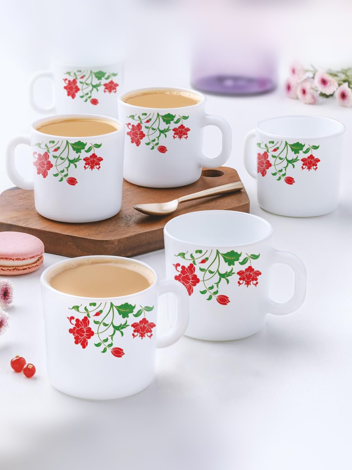 Larah by Borosil Multicolor Ceramic Tea & Coffee Mug - Set fo 6 180ml