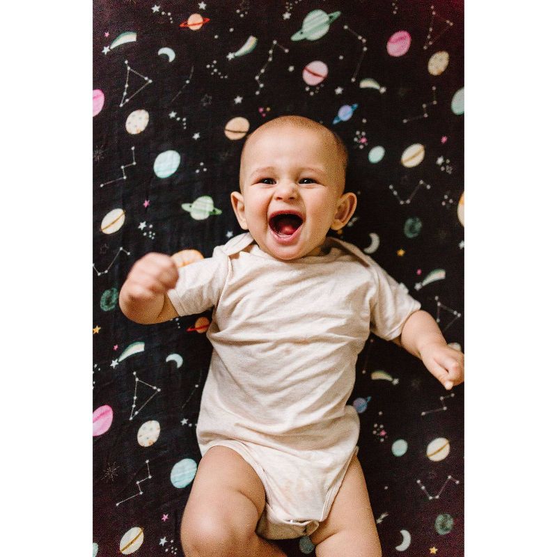 Loulou Lollipop Muslin Fitted Crib Sheet - Planets