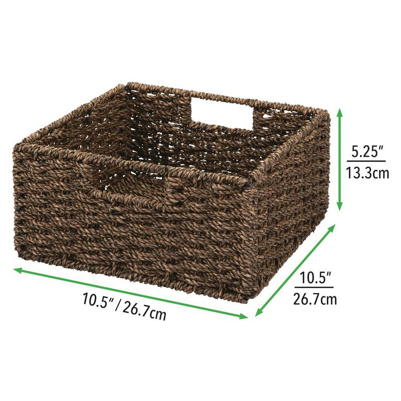 mDesign S Woven Seagrass Home Storage Basket for Cube Furniture, 4 Pack - Brown
