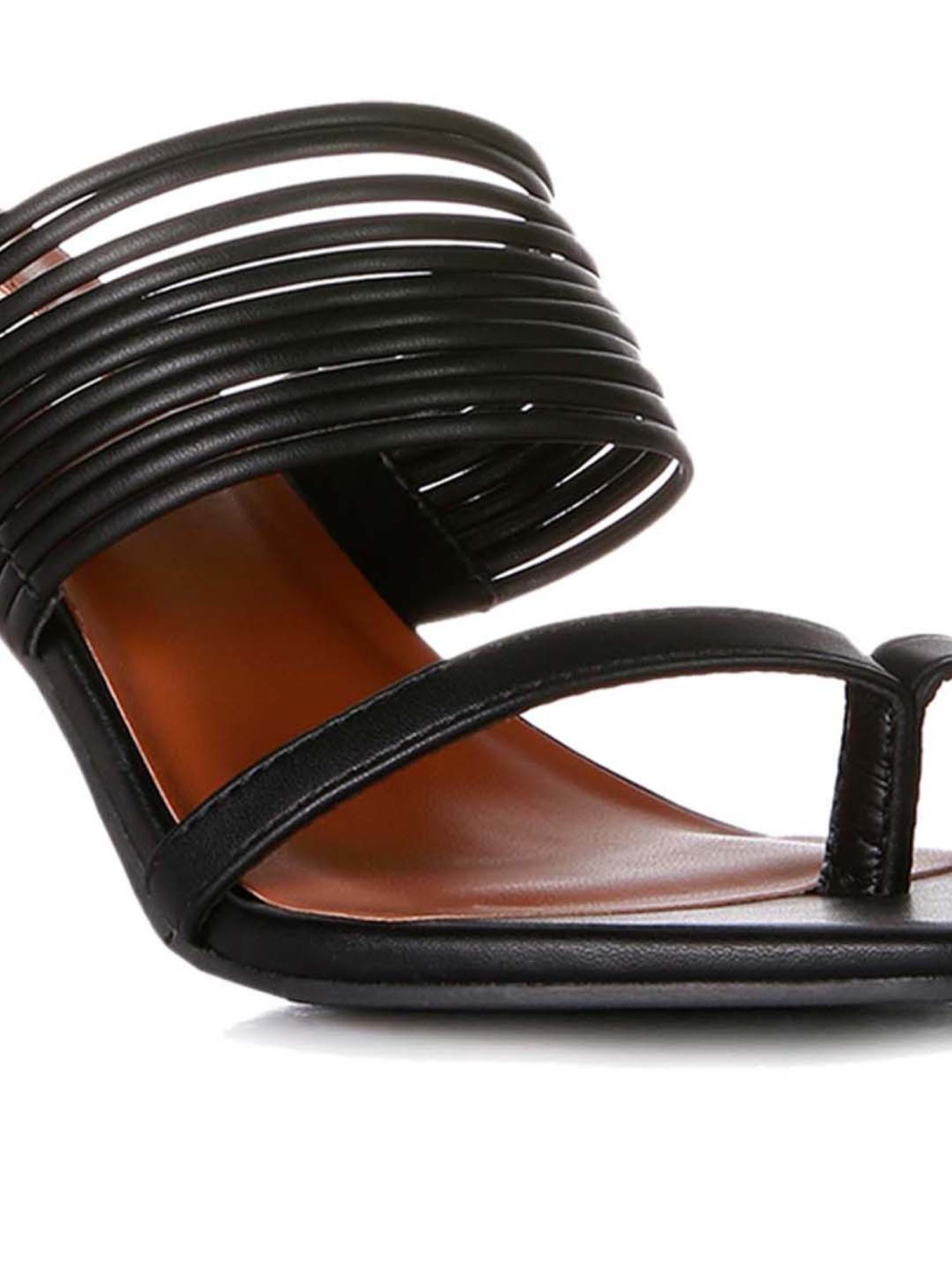 London Rag Women's Black Toe Ring Sandals