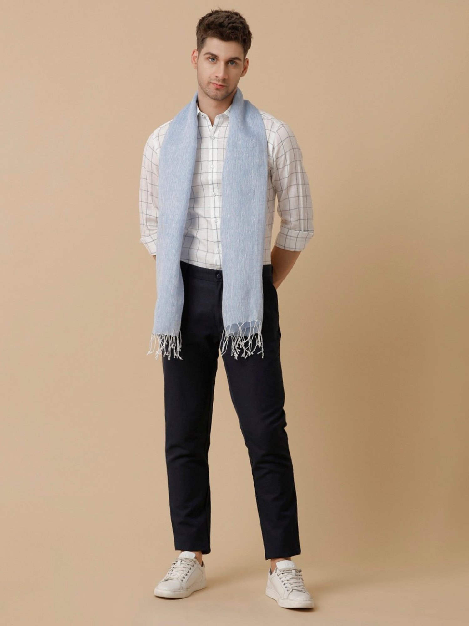 Linen Club Blue Solid Stole