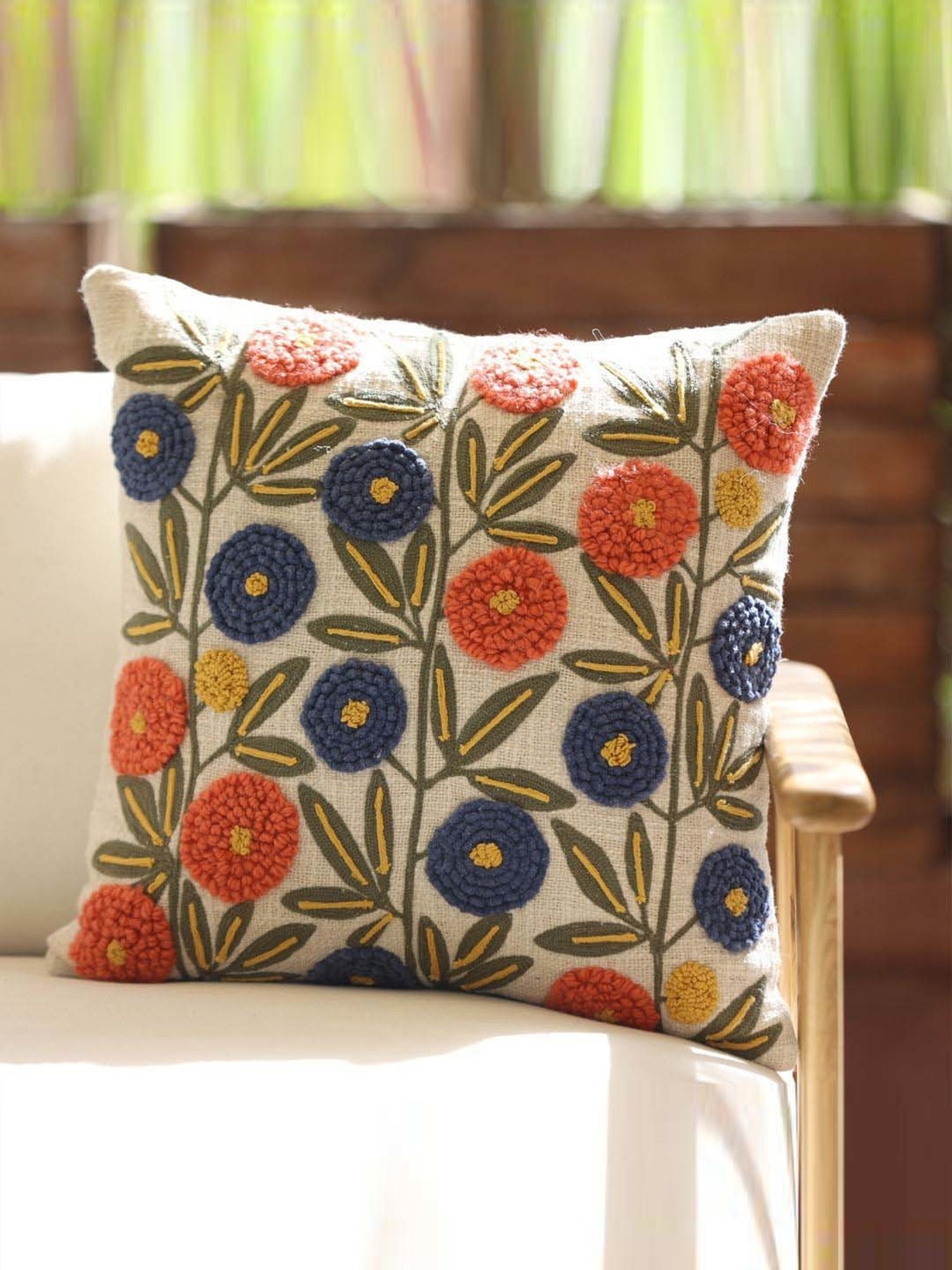 ICRAFT Multicolor Velvet Aadhya Cushion Cover