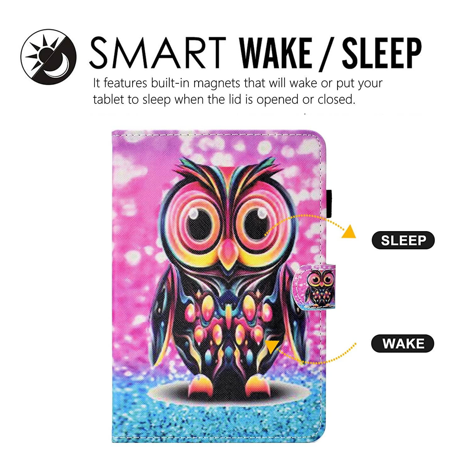 Dteck Case for Amazon Kindle Paperwhite (6 Inch, Includes 10th Generation, 2019 2018 2017 2016 2015 2014 2013 2012) - Cute Cartoon Slim Lightweight Leather Wallet Smart Flip Folio Cover (Lovely Owl)