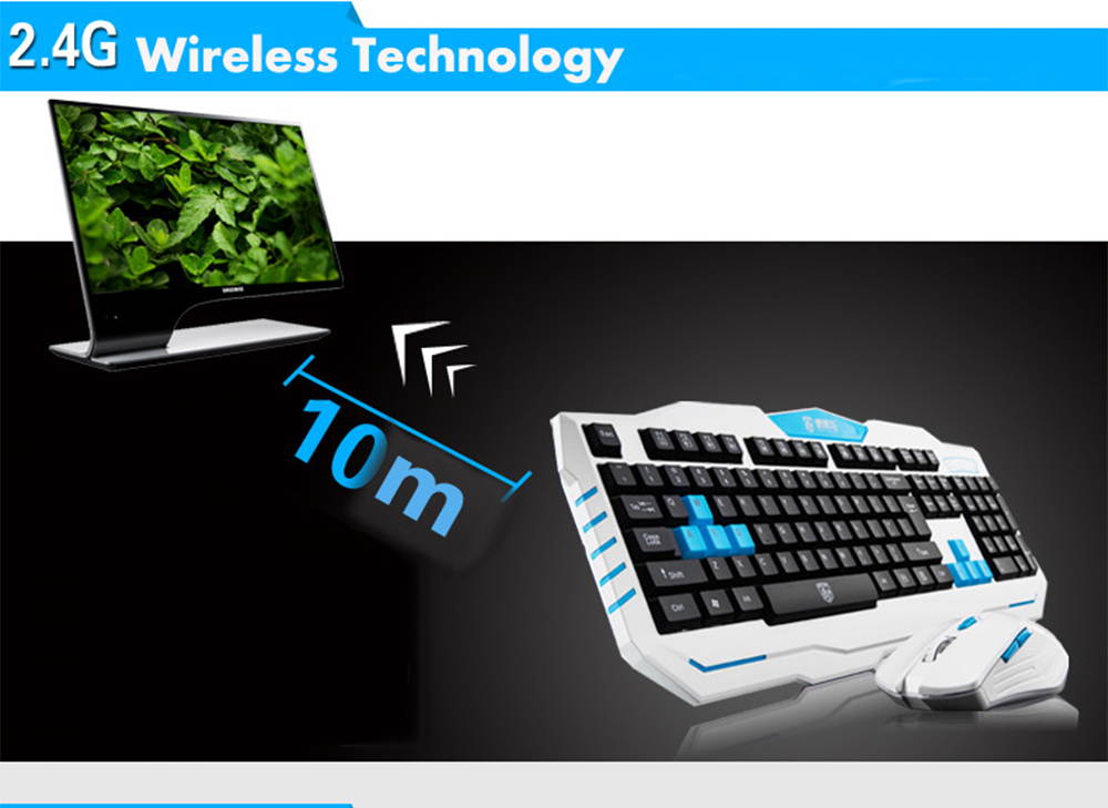 2016 Delog V90 Multimedia Ergonomic Usb Gaming Keyboard +2.4GHz 1000/1600DPI 6 Buttons Usb Wireless Gaming Mouse Set