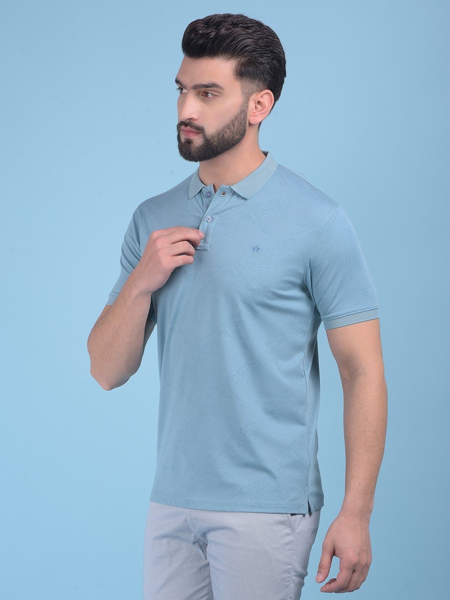 Crimsoune Club Green Cotton Slim Fit Polo T-Shirt