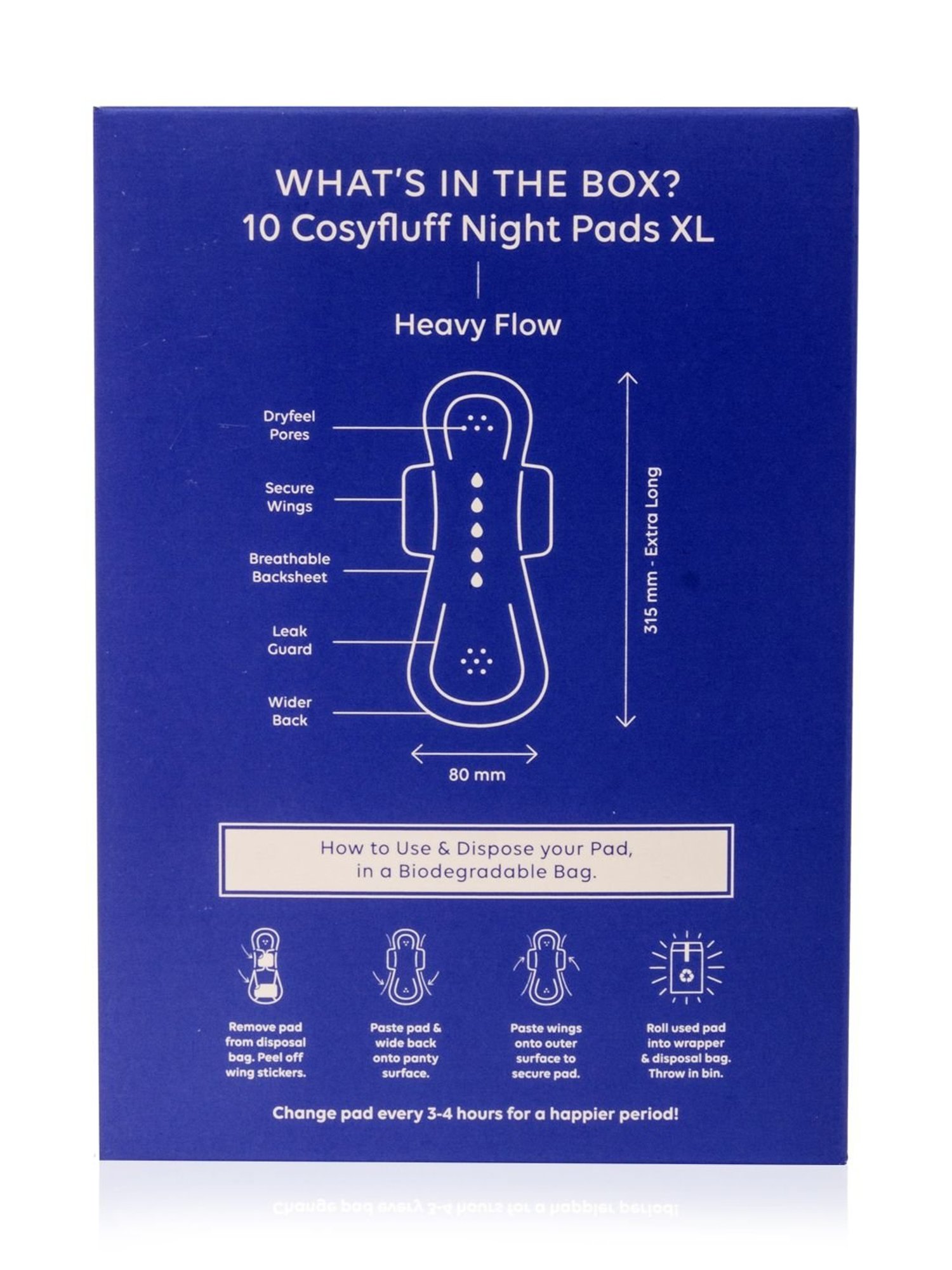 LAIQA Heavy Flow Xtra Large Night Pads (Pack of 3) - 30 Pads