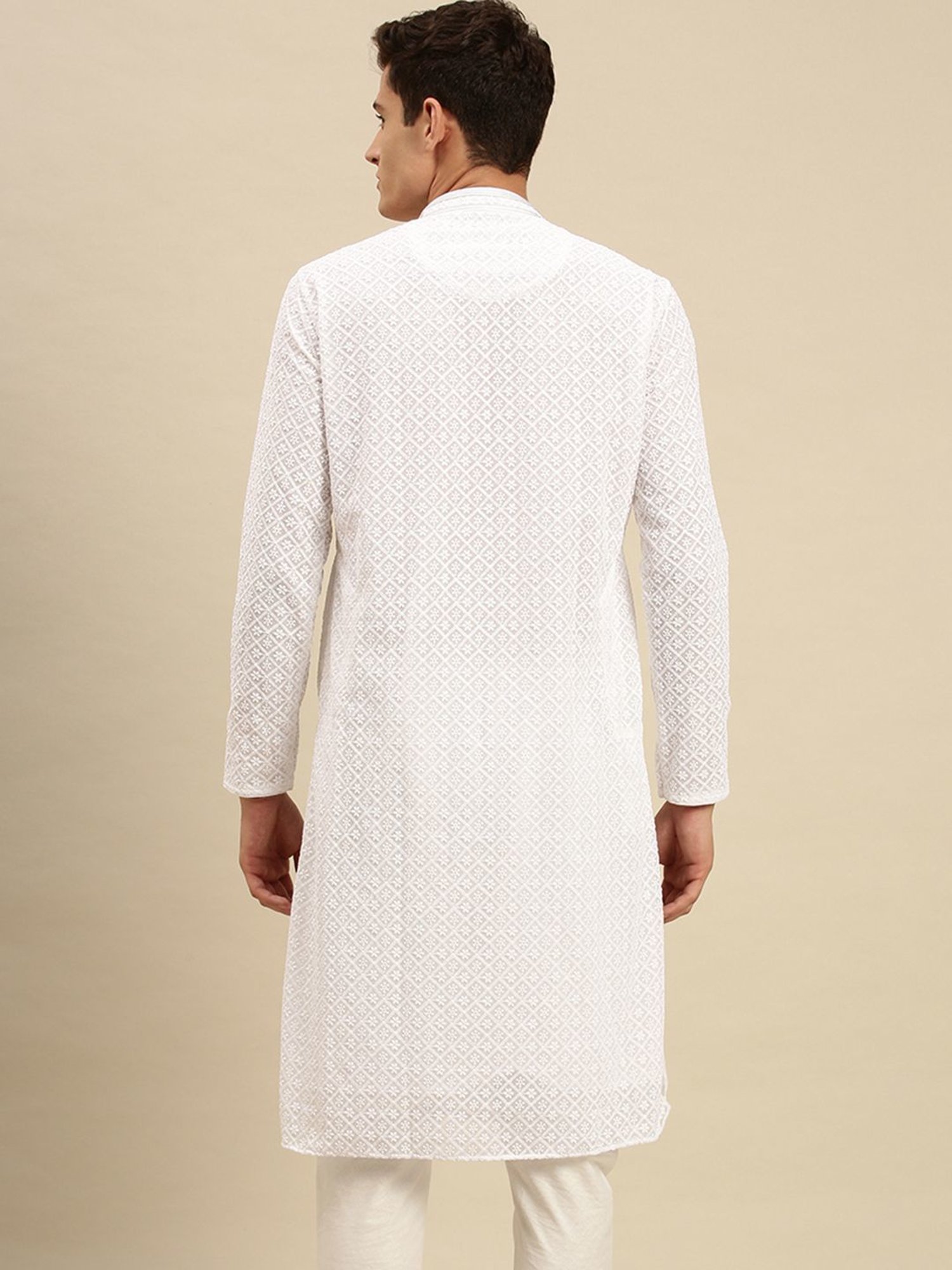 Sanwara White Cotton Chikankari Regular Fit Kurtas