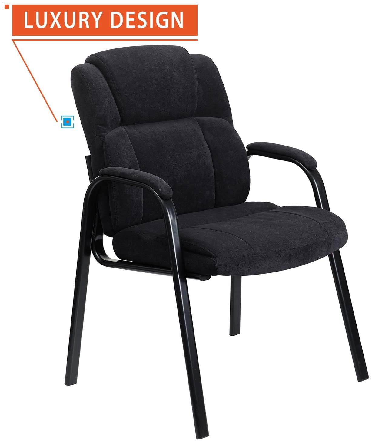 Upholstered Guest Chair with Padded Arm Rest for Reception Meeting Conference and Waiting Room Side Office Home Black