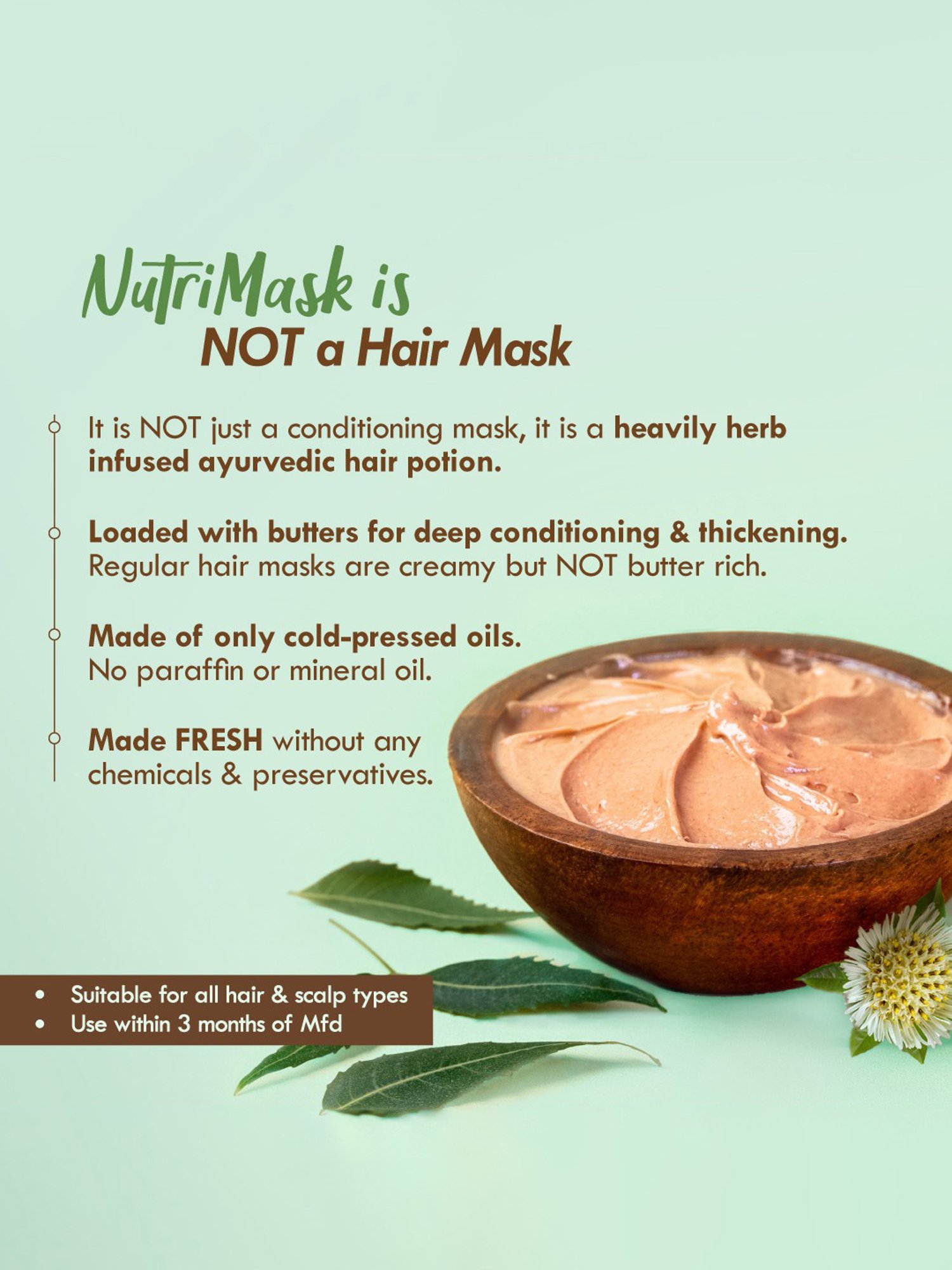 Nat Habit Dual Tooth Kacchi Neem Comb & Neem & Bhringraj Fresh Hair Nutrimask Combo
