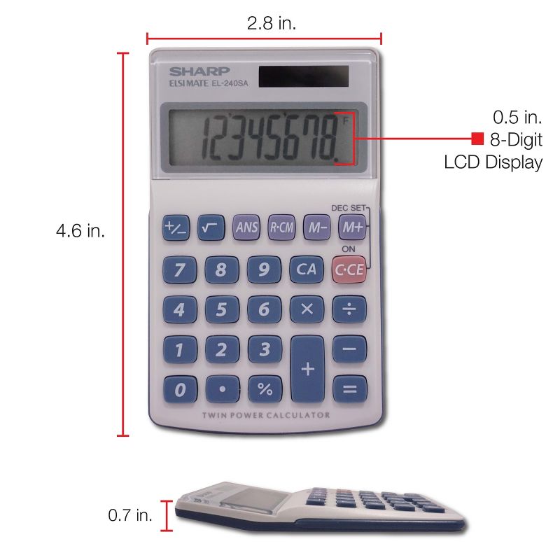 Sharp EL240SB Handheld Business Calculator 8-Digit LCD EL240SAB