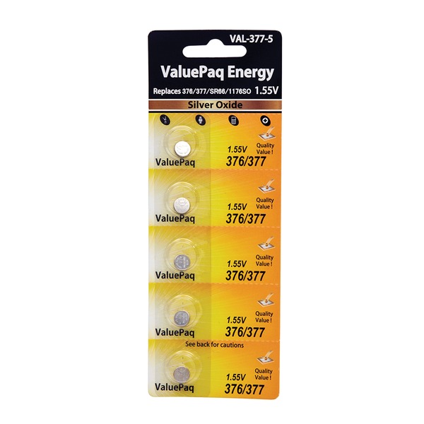 ValuePaq Energy UL377 Watch Battery, 5 Count