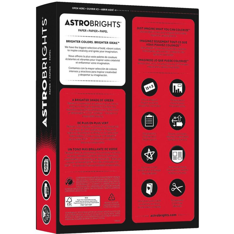 Astrobrights Premium Color Paper, 8-1/2 x 11 Inches, Re-Entry Red, 500 Sheets