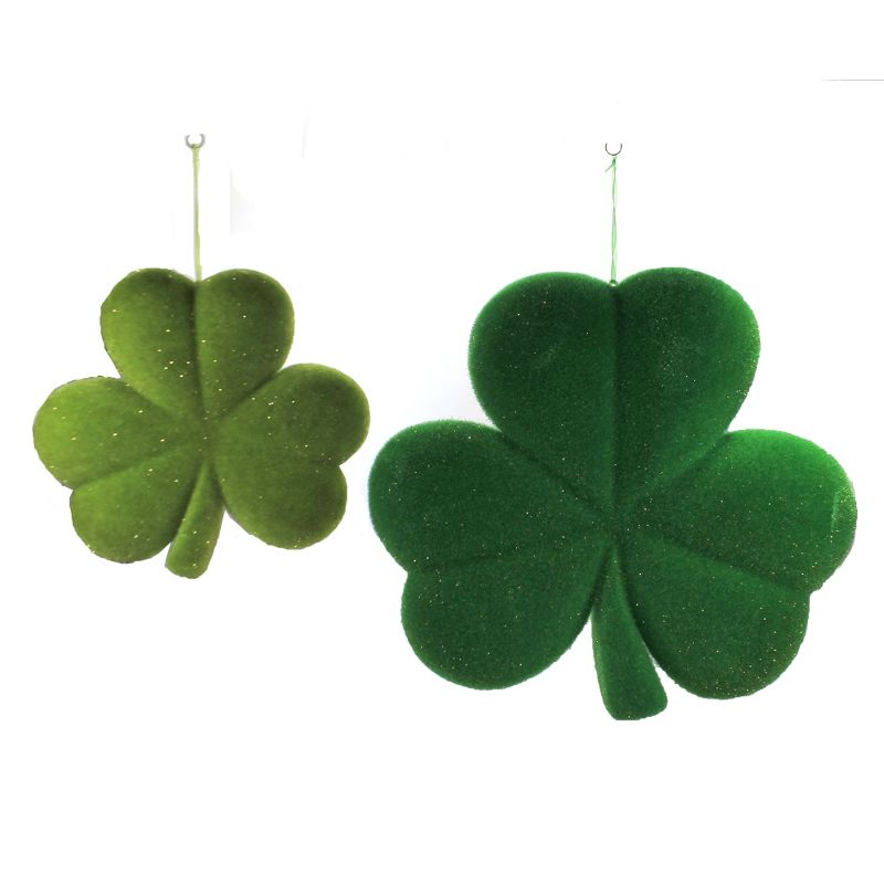 Saint Patricks 14.5" Hanging Shamrocks Set / 2 Celebrate Decoration Decor  -  Decorative Figurines