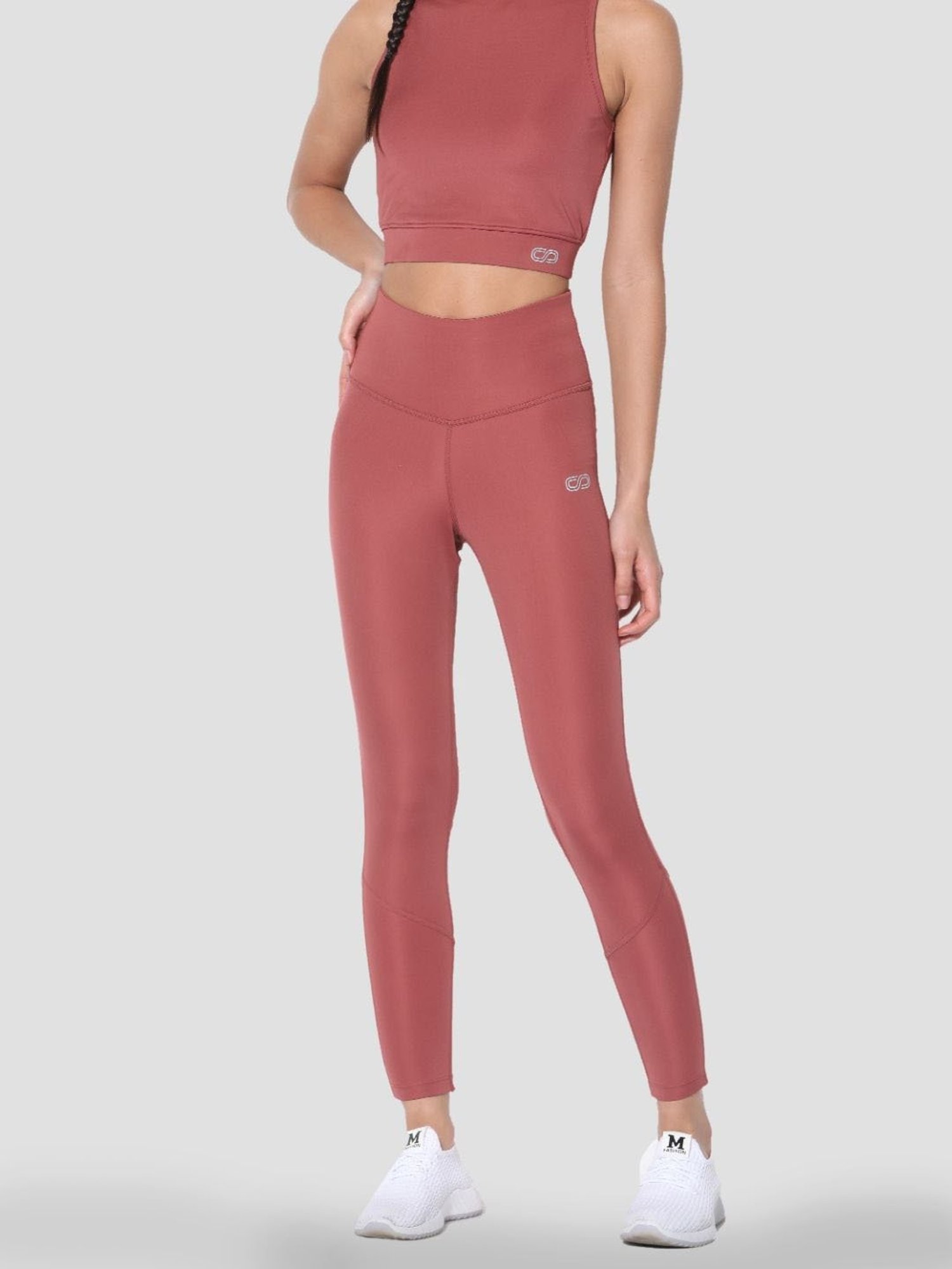 SILVERTRAQ Dusty Pink Logo Print Leggings