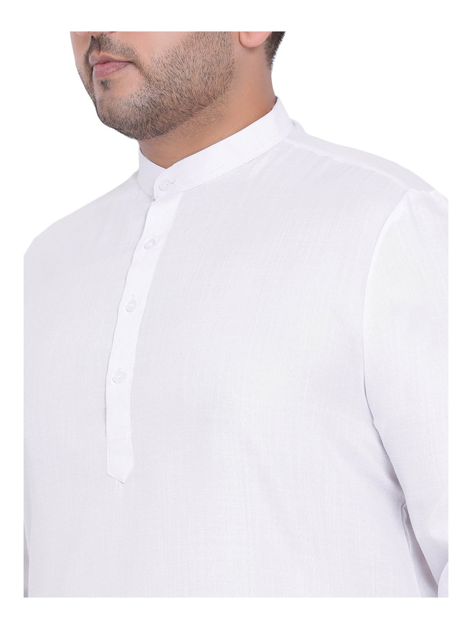 Hangup White Cotton Linen Regular Fit Kurta Bottom Set
