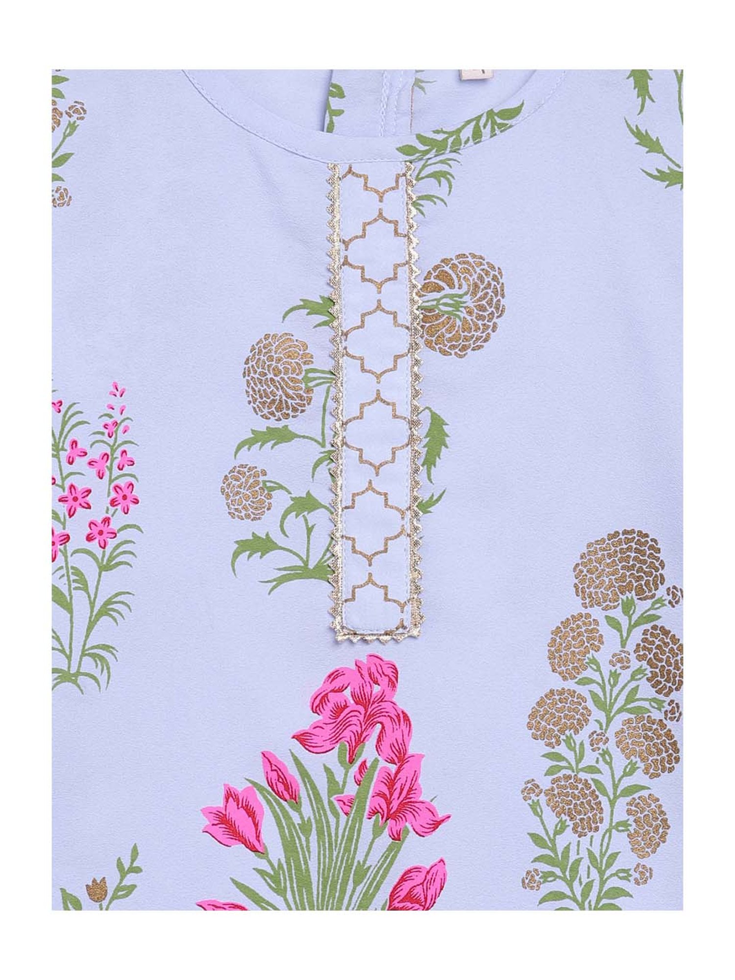 Ahalyaa Kids Blue Printed Kurta & Palazzos