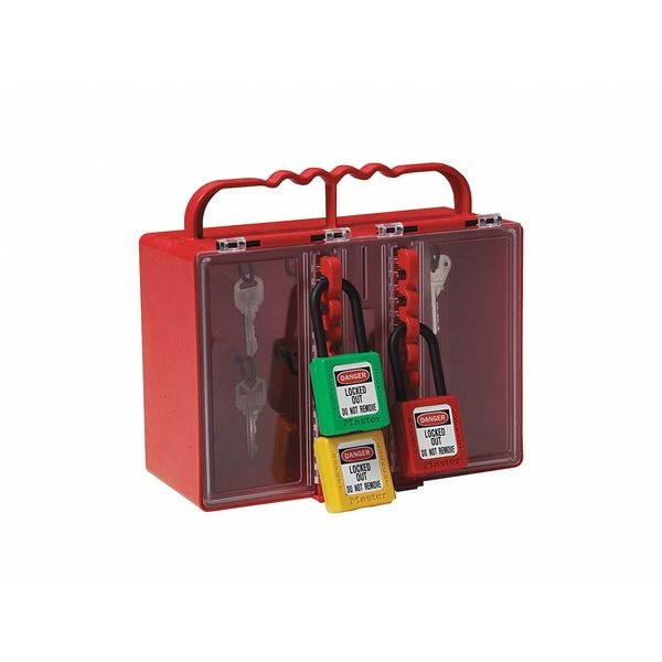 Group Lockout Box, 8 Locks Max, Red