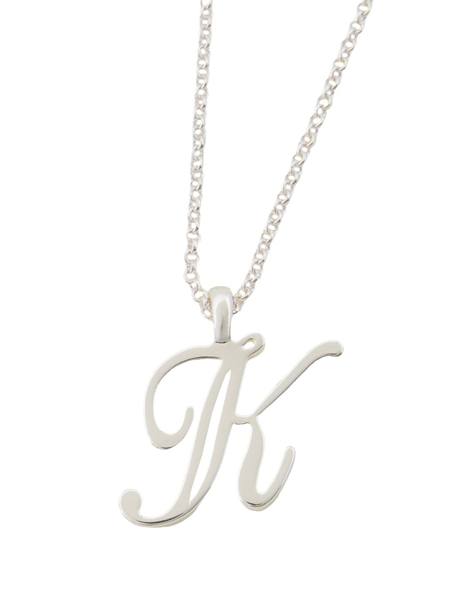 Accessorize London Women's Sterling Silver-plated Initial Necklace Letter K