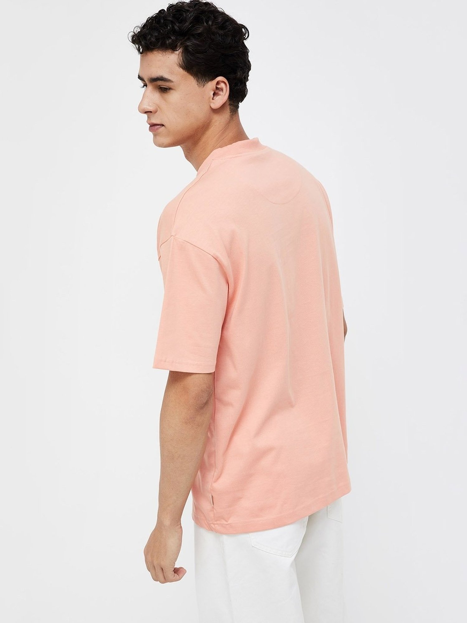 Forca By Lifestyle Peach Cotton Regular Fit T-Shirt