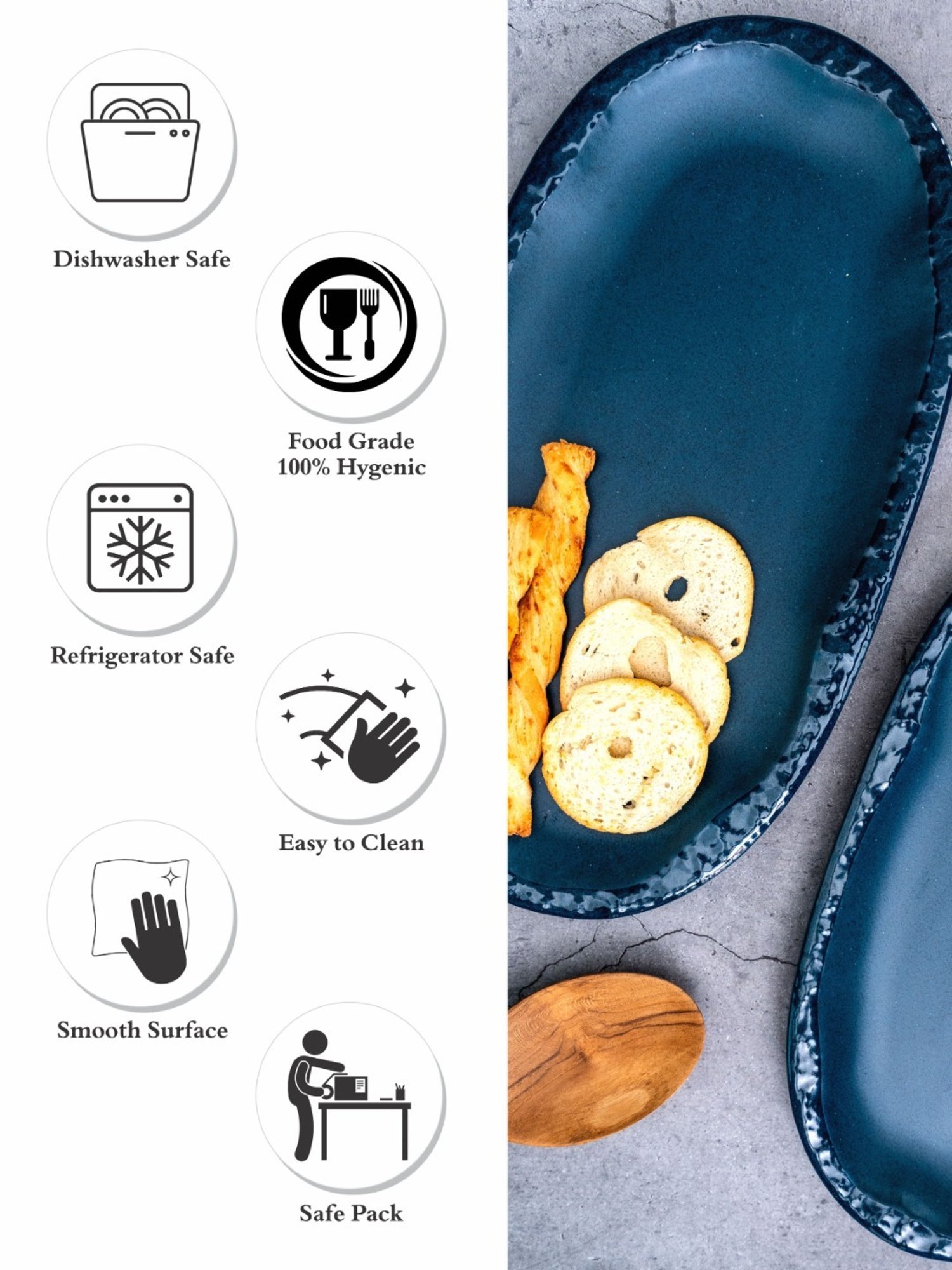 Stehlen Blue Melamine Serving Platter - Set of 2